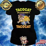 Tacocat Spelled Backward Is Tacocat Cat And Taco Lover Mexican cat T-Shirt Ladies tee