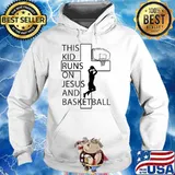 This Kid Runs On Jusus And Christian Basketball Player JChrist Cross T-Shirt