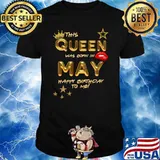 This Queen Was Born In May Birthday Stars Lip T-Shirt