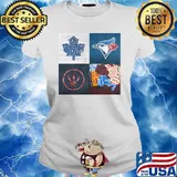 Toronto Blue Jays Toronto Maple Leafs Hockey Turnpike License Plate Map Toronto Raptors s Ladies tee