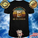 Whiskey Glass Raising Hell With The Hippies And The Cowboys Vintage T-Shirt