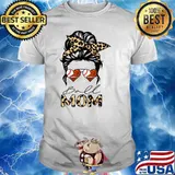 Ball Mom Heart Messy Bun Leopard Baseball Football Basketball Mom T-Shirt