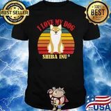 I love my dog shiba inu vintage sunset T-Shirt