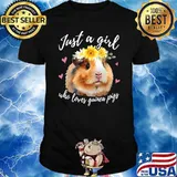 Just A Girl Who Loves Guinea Pigs Hearts Flowers T-Shirt