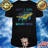 Just A Girl Who Loves Turtle Watercolor Sea Ocean Lovers T-Shirt