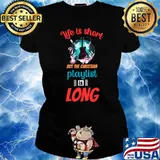 Life is short but the christmas playlist is long music guitar wings T-Shirt