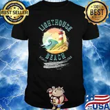 Lighthouse And Ocean Beach Roam Wander Explore Retro T-Shirt