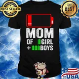 Mom Of 3 Boys Battery 1 Girl Gift Kid Mothers Day Birthday T-Shirt
