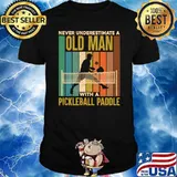 Never Underestimate Old Man With Pickleball Paddle Vintage T-Shirt