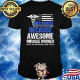 Nicu Nurse Because Awesome Miracle Worker Isn't An Official Job Title Distressed Flag T-Shirt