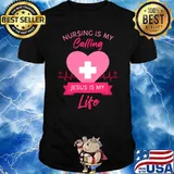 Nursing is my calling jesus is my life heartbeat T-Shirt