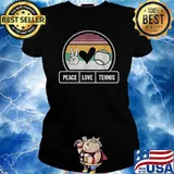 Peace Love Tennis High Hand Heart Ball Vintage Sunset T-Shirt