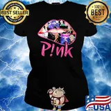 Pink lip singer music shirt