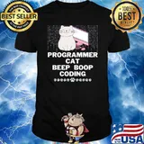 Programmer cat beep boop coding computer T-Shirt
