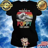 Promoted To Poppy Est 2023 Vintage Family Father's Day T-Shirt
