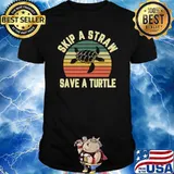 Skip a straw save a turtle vintage T-Shirt