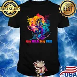 Stay Wild Stay Free Hiking Camping Watercolor T-Shirt