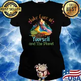 Take Care Of Yourself And The Planet Mountain Watercolor T-Shirt