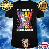 Team Schlager Unicorn Dabbing Lgbt Folk Music Party Festival T-Shirt