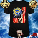 UAW workers america united automobile american flag shirt