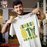 Top 61st Jamaica Independence Day Celebration Butterfly T-Shirt