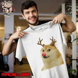 Christmas Doge Meme Doggo Holiday Season Antlers And Red Nose Short