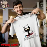 It's Fine I'm Fine Everything Is Fine Black cat Nurse T-Shirt