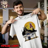 Peanuts Snoopy Charlie Brown Los Angeles Angels Sitting Under Moon Halloween Shirt