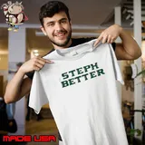 Stephbetter hawaiI green text shirt