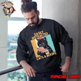 Easily distracted cats and book coffee vintage s Sweatshirt