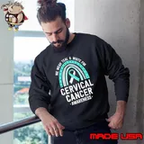 We wear teal and white for cervical cancer awareness rainbow s Sweatshirt
