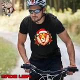 Adorable Christmas lion donning a Santa Claus hat s Unisex