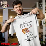 Never underestimate an old lady loves guitar was born in January flower s Unisex