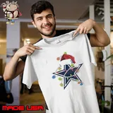 Dallas Cowboys With Santa Hat And Christmas Light Shirt