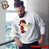 Boy San Francisco 49ers piss on Detroit Lions shirt