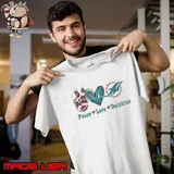 Peace Love Miami Dolphins 2024 s Unisex
