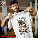 I Need A Beer Right Meow Cat Holds Beer St Patrick's Day Cat shirt