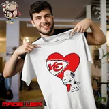 Snoopy KC Kansas City Chiefs heart love cartoon football shirt