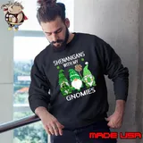 St Patricks day lucky Shamrock leopard gnomes Irish women Shirt Sweatshirt