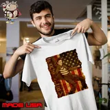USA Flag with Elvis Aaron Presley American singer and actor T-Shirt Unisex
