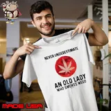 Never Underestimate An Old Lady Who Smokes Weed Blood Moon shirt