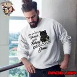 Top i Am A Simple Woman like fishing and believe in jesus cat s Sweatshirt