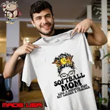 Top softball Mom Like A Normal Mom But Louder And Prouder Messy Bun Leopard T-Shirt Unisex