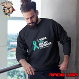 I Wear Teal For My Husband PTSD Teal Ribbon Warrior T-Shirt Sweatshirt