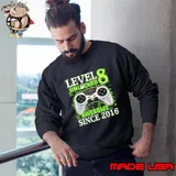 Level Unlocked 8 Year Old Video Gamer Awesome Since 2016 8th Birthday T-Shirt Sweatshirt