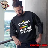 Leveling Up To Husband Loading Promoted to Husband Est 2024 T-Shirt Sweatshirt