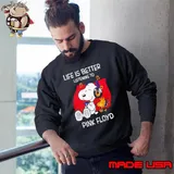Peanuts Snoopy And Woodstock Pink Floyd Life Is Better Listening To Pink Floyd Fan Love s Sweatshirt