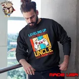 Leveling Up To Uncle Again Gamer Promoted To Uncle Again Retro Sweatshirt