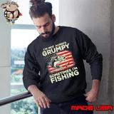 I'm Not Always Grumpy Sometimes I'm Fishing Vintage USA Flag s Sweatshirt