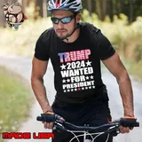 Trump Wanted for President 2024 Stars American Flag T-Shirt